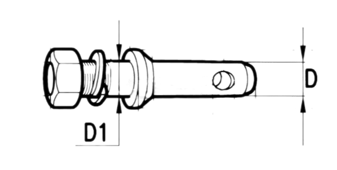 Perno attacco attrezzi con filetto 22x1.5