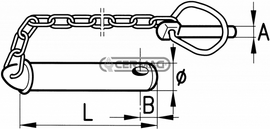 Perno per 3°punto completo di catena e spina a scatto