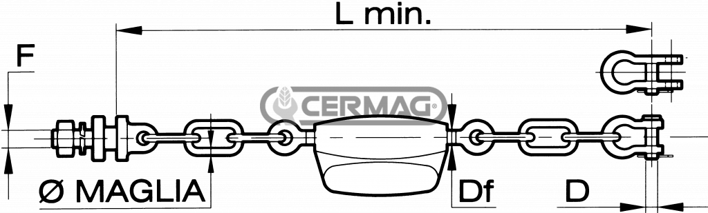 Catena imbrigliamento per FIAT - NEW HOLLAND n° maglie 1 + 1 L min 430 mm