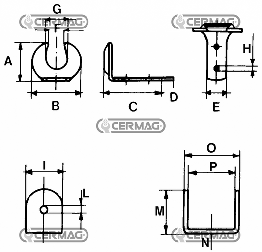 Piastrina d'attacco completa per tiranti aggancia cofano