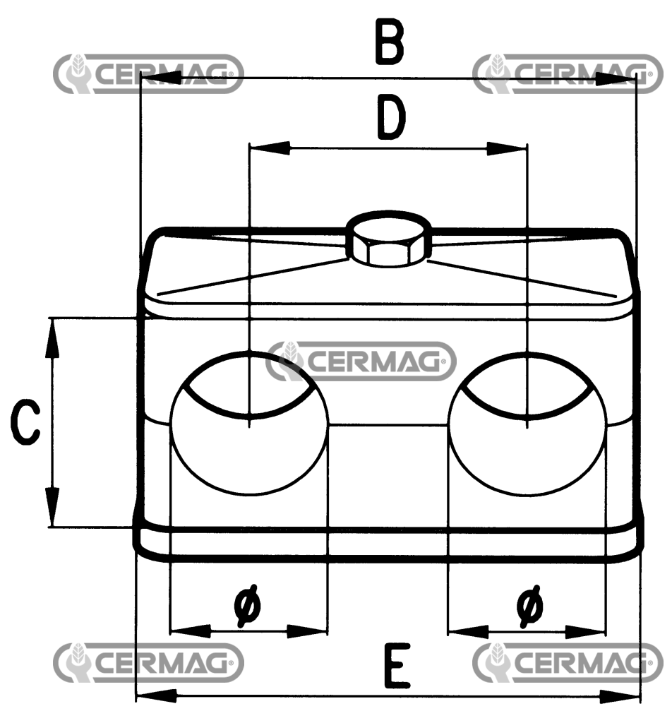 Staffa fermatubo a 2 posti Diametro 20 mm