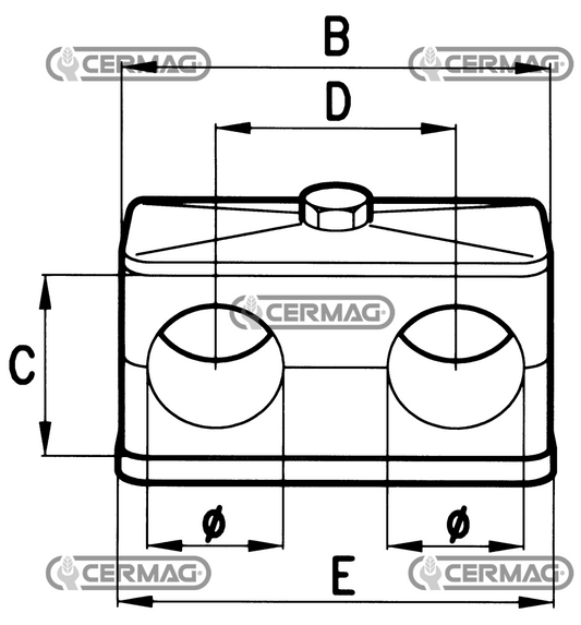 Staffa fermatubo a 2 posti Diametro 20 mm