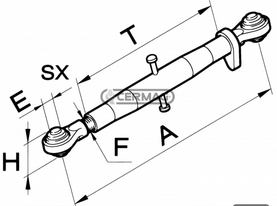 Braccio 3° punto Cat2 L450/650mm