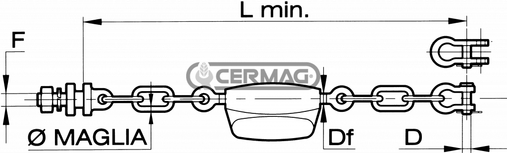 Catena imbrigliamento per FIAT - NEW HOLLAND  n° maglie 1 + 1  L min 370 mm